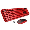 thumbnail image 1 of Wireless Keyboard Mouse Combo, 2.4GHz Typewriter Keyboard, Letton Full Size Office Computer Retro Keyboard and Cute Mouse with 3 DPI for Mac PC Desktop Laptop-Red, 1 of 7