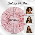 thumbnail image 5 of WIGI 100% Mulberry Silk Bonnet with Scrunchie Gift for Women, Silk Bonnet for Sleeping, Shower Cap Hair Bonnet, Silk Hair Wrap for Hair Care (100% Mulberry Silk (Round design), Pink), 5 of 9