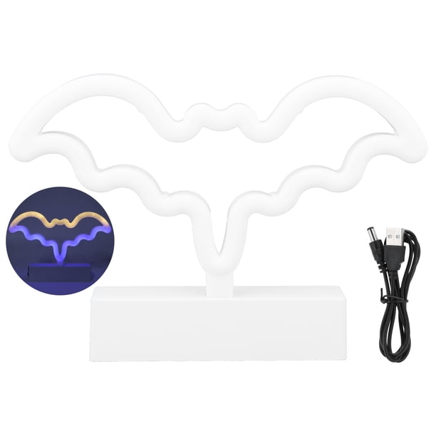 Letreros de neón, luces nocturnas con base de soporte, estilo murciélago, luz LED de neón para decoración de pared de dormitorio y bar.