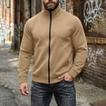 thumbnail image 6 of Iroehba Men's Sweatshirts Solid Full Zip Mock Neck Relaxed Cut Long Sleeve Set-In Jacket, with Side Pockets for Daily Wardrobe Outfit, 6 of 9