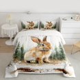 thumbnail image 2 of Manfei Cute Rabbit Queen Comforter Set for Girls, Cartoon Woodland Animal Bedding Sets, Green Pine Tree Bedding Comforter Set, Ultra Soft Home Decor Reversible 3pcs, 2 of 8
