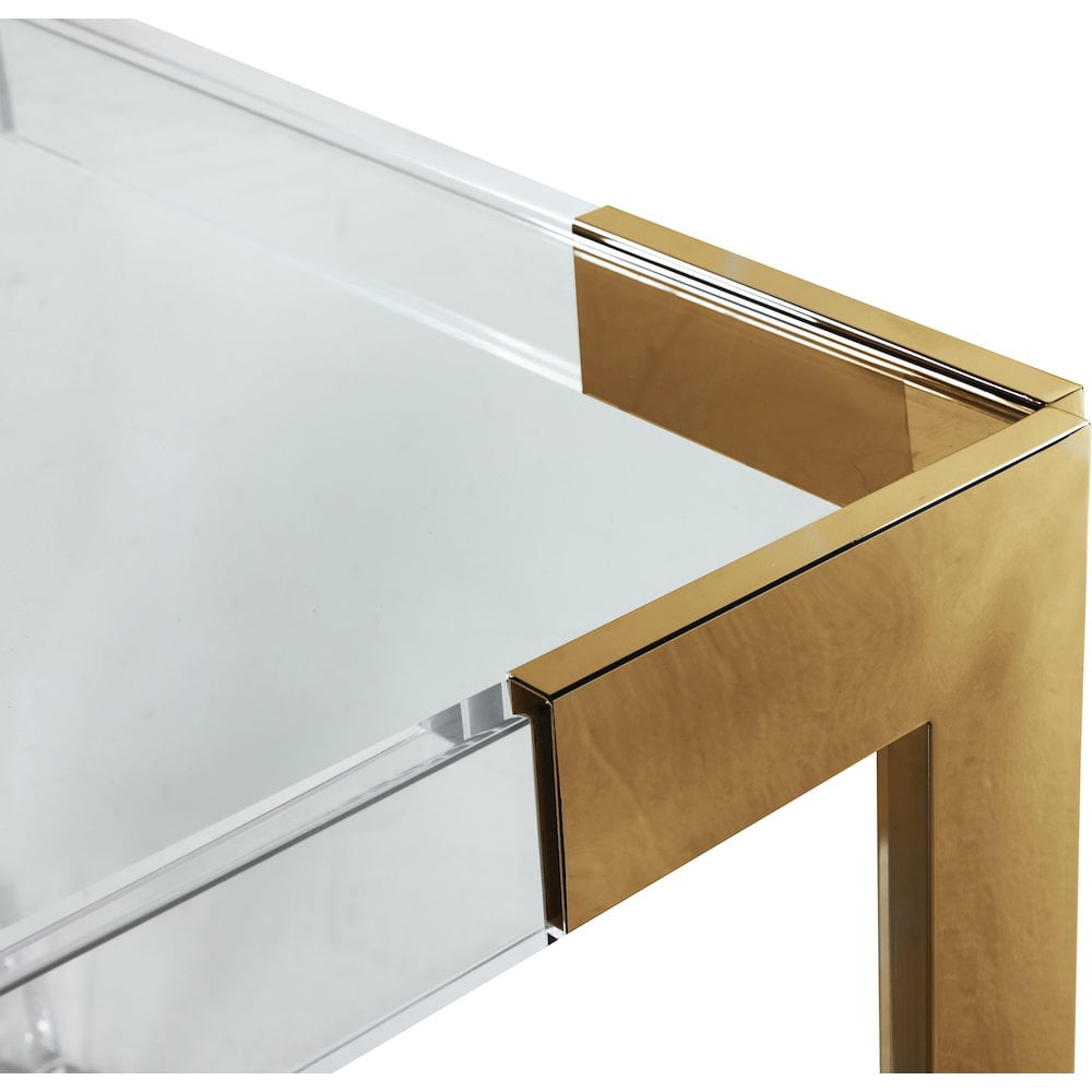 Meridian Furniture Casper Gold Stainless Steel and Acrylic Dining Table