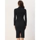 thumbnail image 3 of Vestido de Punto con Cuello Alto para Mujer Vestido Elegante de Invierno de Manga Larga para Mujer Negro M, 3 of 6
