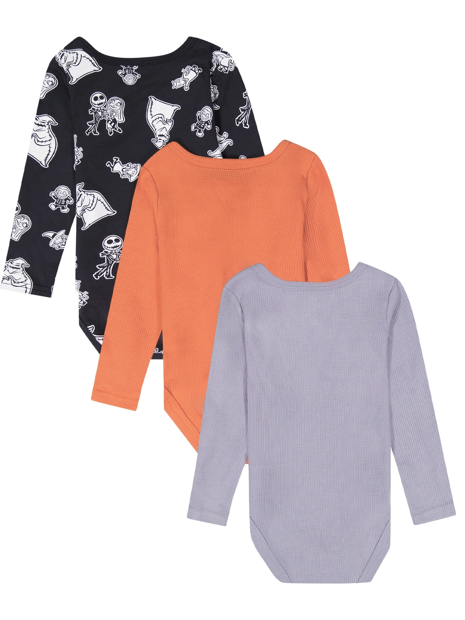 Nightmare Before Christmas Baby Boy 3 Pack Long Sleeve Bodysuit, Size 0-24 Months
