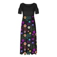thumbnail image 3 of Aueoeo Plus Size Dresses for Wedding Guest, Women's Off The Shoulder Dress Casual Summer Dress Print Crewneck Short Sleeve Flowy Long Dress Beach Sundress, 3 of 4