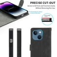 thumbnail image 6 of Wallet Case for iPhone 15,Card Slots[RFID Blocking],Durable Flip Folio Kickstand Magnetic Closure Retro Premium Leather Wallet Wrist Strap Shockproof Case For iPhone 15, Black, 6 of 8