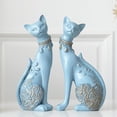 thumbnail image 3 of 4 Uds. Pareja de esculturas de gatos para decoración del gabinete del hogar Zulema Estatuilla de gato de resina, 3 of 8