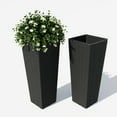 thumbnail image 1 of Gaderth Tall Planters Set of 2, 61 and 81 cm Indoor Outdoor Front Porch Planters With Inner Pots and Drainage Holes, Large Decorative Rattan Texture Flower Pots for Patio Backyard Garden Home, 1 of 7