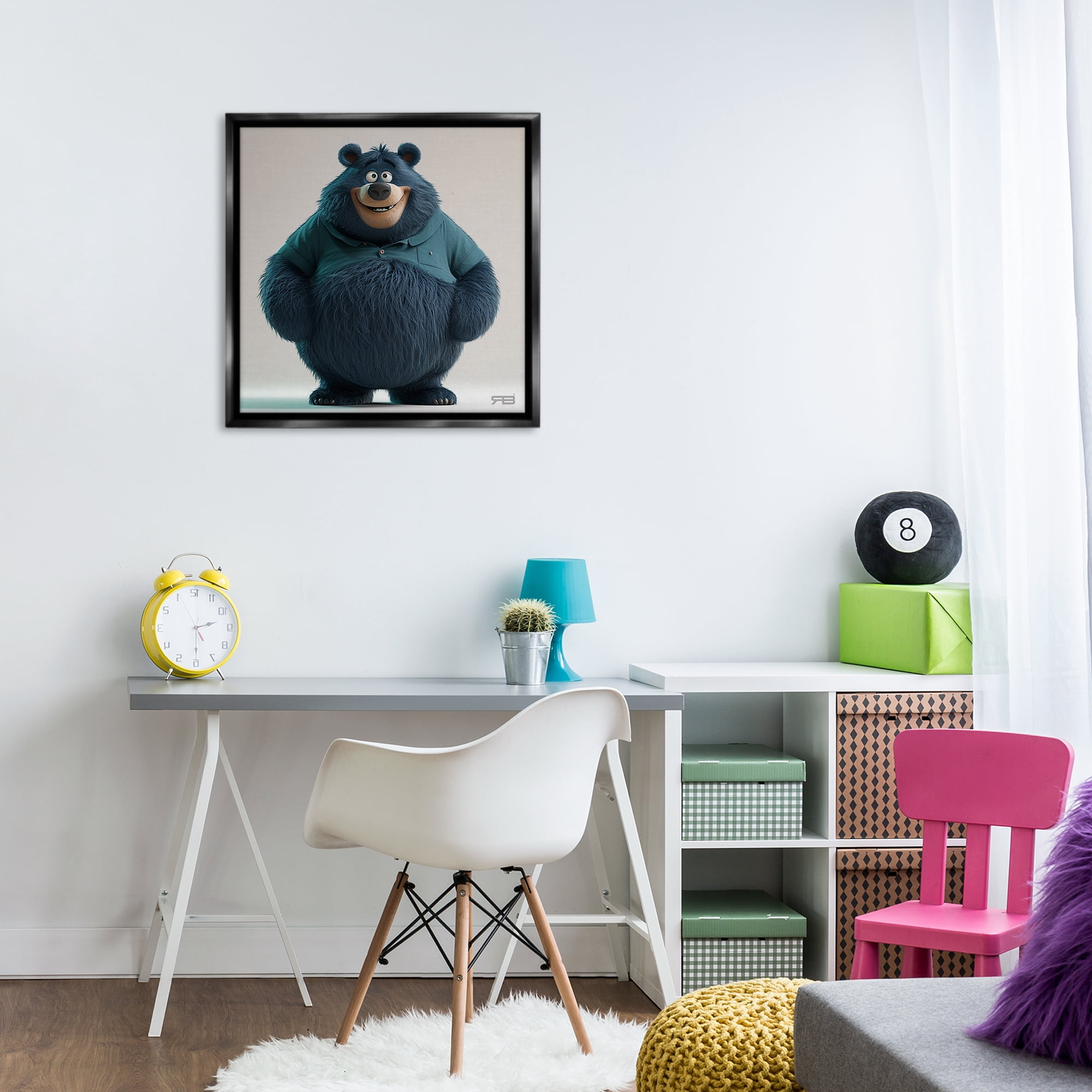 Stupell Industries Black Bear with Shirt Animals Painting Black Floater Framed Canvas Art Print Wall Art, 25 x 25
