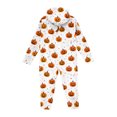 thumbnail image 4 of Halloween Pajamas for Kids Gilrs Size 10-12 Cozy Novelty Fall Pumpkin Ghost Hooded Flannel Pajamas Thanksgiving Clothes for Teen Girls One-Piece Outfit for Party White 11-12 Years, 4 of 4