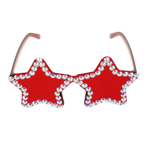FRCOLOR Star Shaped Sunglasses for Adults Perfect for Party Use with Trendy Frameless Design and Red Color