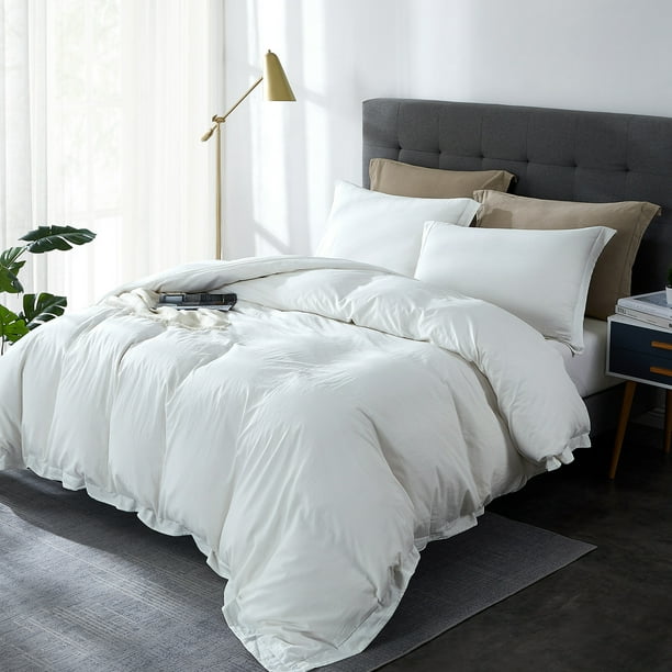 Tzou King Size Duvet Cover, 100 Washed Cotton Linen Feel Duvet Cover