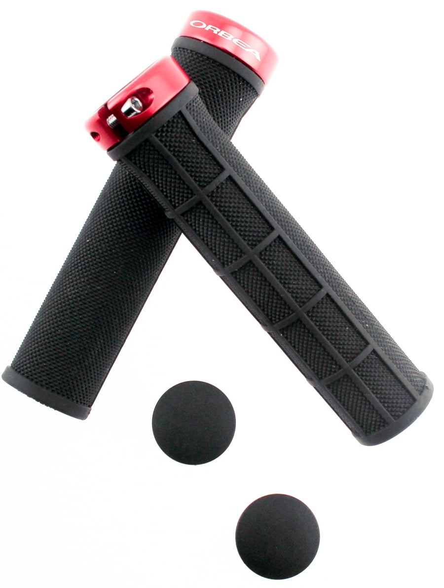 ORBEA LOGO Bicycle Bike 22.2 Handlebar LockOn Grips Flat MTB Red Black