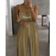 thumbnail image 4 of Monos largos de verano 2023 para mujer, con tirantes de cuentas, metalizados, de pierna ancha, mono de manga larga, de una pieza, ropa elegante para fiesta de noche, 4 of 5