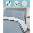 thumbnail image 4 of Quilts Twin Size, Sky Blue Soft Comforter Bedding Set for Bed, Farmhouse Burlap Solid Blue Color Modern Linen Texture Lightweight Quilted Bedspread with Pillow Cover(2 Pieces), 68x86 Inch, 4 of 6