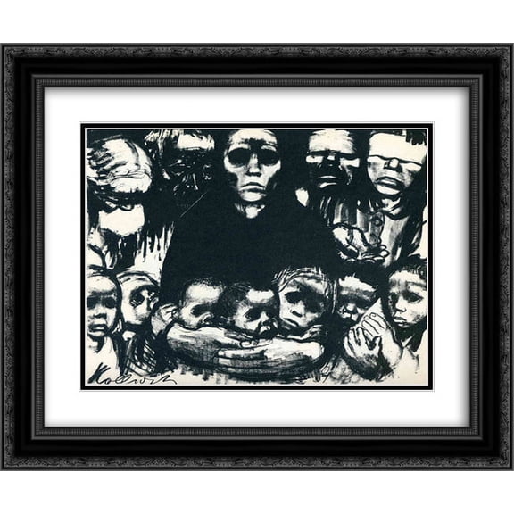 Kathe Kollwitz 2x Matted 24x20 Black Ornate Framed Art Print 'The Survivors'