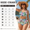 thumbnail image 6 of Garronmavis Women's High Waisted Bikini Set 2 Piece Twist Front Tummy Control Swimsuits Crisscross Tie Back Drawstring Bathing Suit Summer Beach Swimwear, Tropical Hibiscus Flower, 6 of 6