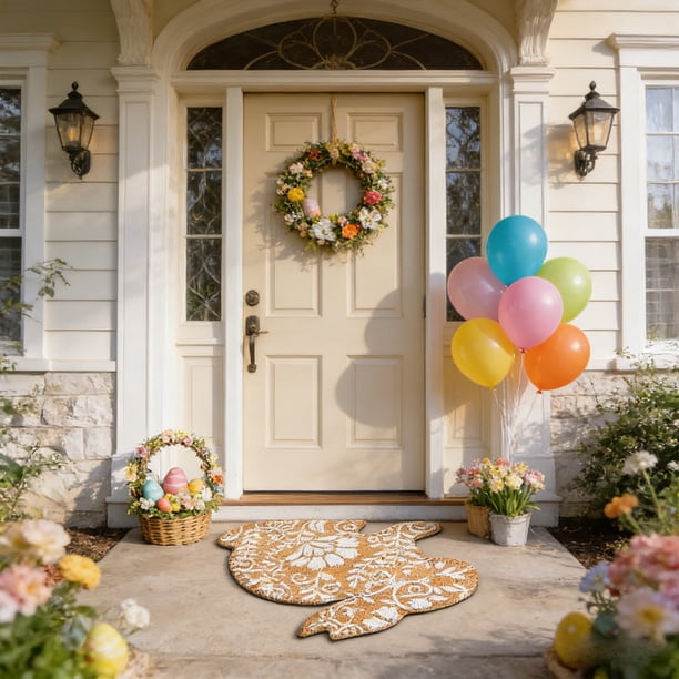 Alfombra absorbente de cocina y baño para conejos de Pascua, alfombra antideslizante resistente a manchas para decoración de Pascua interior y exterior