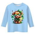 thumbnail image 4 of LUOGENLI T-Shirt pour Filles T-Shirt Graphique de la Saint-Patrick à la Mode Polyvalent Col Rond Manches 3/4 Décontracté T-Shirt Maxi pour Filles Bleu Clair 13-14 Ans, 4 of 4