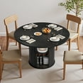 thumbnail image 4 of Asofer Round Dining Table for 4, Circle Dining Table with 2-Layer Storage and Smooth Sliding Wood Doors, Iron Strip Frame Base for Kitchen Living Room, Black, 4 of 10