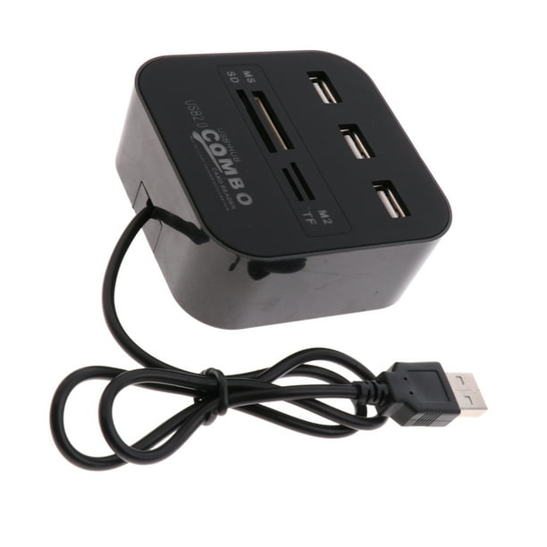 3 Puertos Micro USB Hub USB Splitter All en Lector de Tarjetas USB 2.0 USB Hub Combo Negro Baoblaze ABS USB Hub