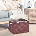 thumbnail image 3 of Yayeee Collapsible Cube Storage Bin with Lid Fabric Closet Decorative Basket with Handles, Circular Gold Pattern, 3 of 7