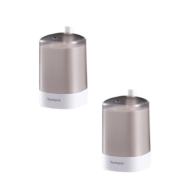 Oleegame 2PC Stainless Steel Cutlery Set Automatic Pop-up Toothpick Box Holder Container Portable Toothpick Dispenser White