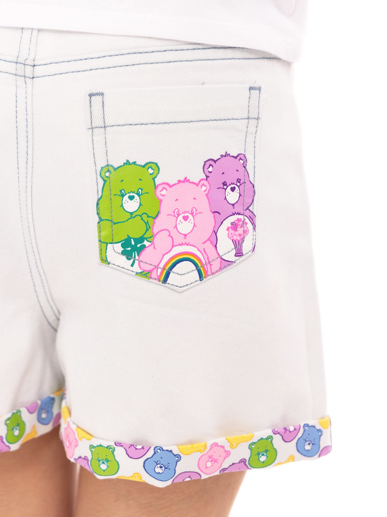 Care Bears Girls Graphic Print Cuff Denim Shorts, Sizes 4-16