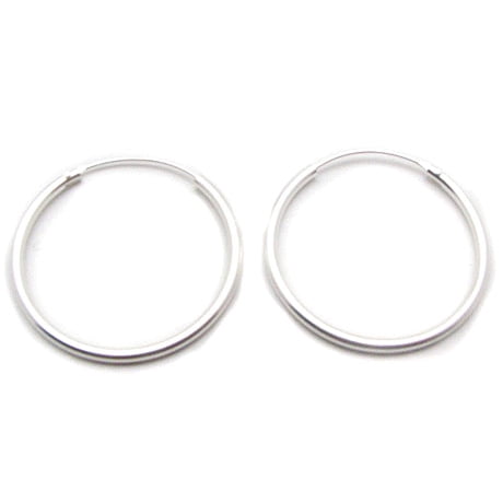 925 Sterling Silver 1.3mm Hoop Classic Loop Plain Tube Earrings 20mm x 20mm