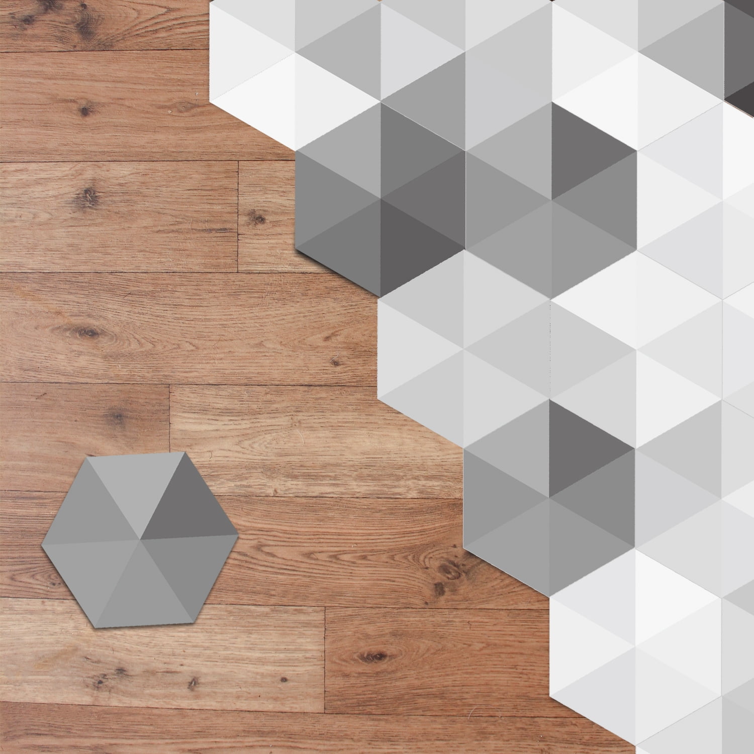 Walplus Grey Shaded Triangles Hexagon Floor Tiles Stickers Home Decorations Diy Art Decals Stickers Mural Walmart Com Walmart Com