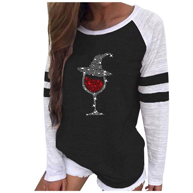 Camisas sexy para mujer Cuello redondo Manga larga Tops Impreso Blusa regular Fridja fjkfkj1905