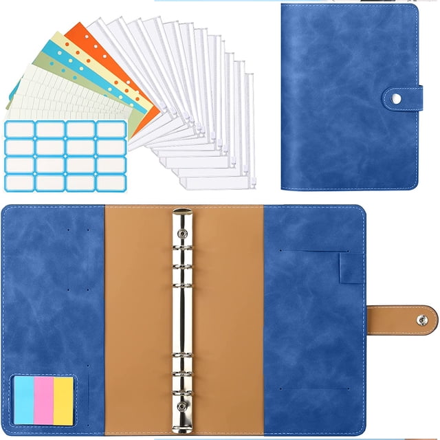 Carpeta de cuero sintético para cuaderno, rellenable, con 6 anillas, para hojas sueltas, tamaño A6, con cierre de hebilla magnética