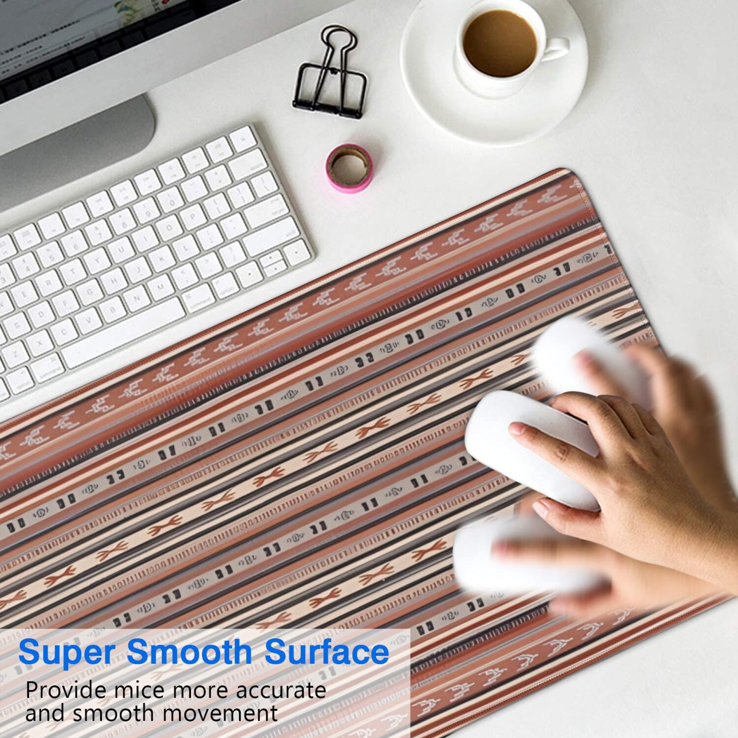 Long Mouse Pads for Desk,Boho Red Striped Ethnic Pattern Desk Mats on Top Of Desks, Desk Mouse Pad Extra Large with 3mm Non-Slip Base and Stitched Edge for Gaming,Office,Work,Home 31.5"x15.7"