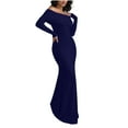 thumbnail image 7 of Women's Fall Off The Shoulder Maxi Dress Long Sleeve Elegant Bodycon Formal Wedding Guest Cocktail Prom Dresses, 7 of 7