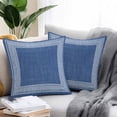 thumbnail image 2 of Navy Blue Geometric Throw Pillow Covers 20x20 Inch Set of 2, White Greek Key Design Burlap Modern Art Waterproof Outdoor Pillow Covers, Decorative Cushion Pillowcases for Couch, Sofa, Bed, Patio, 2 of 9
