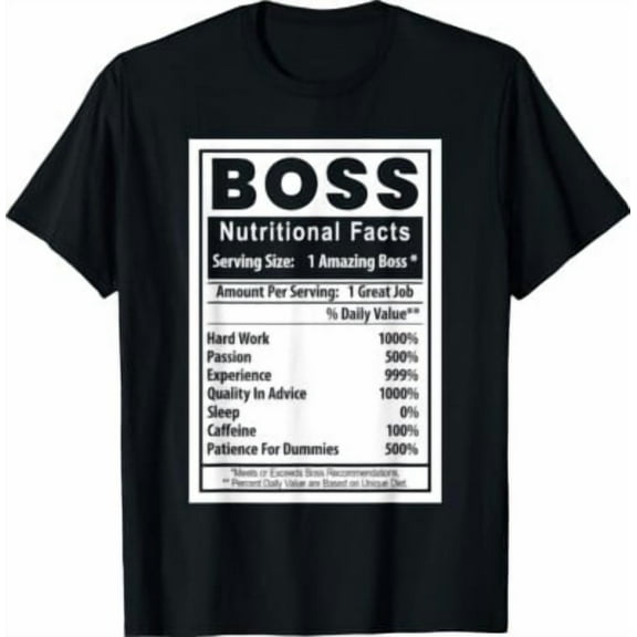 Velto Boss's Day Nutritional Facts Employee Unisex T-Shirt All Size S-5XL