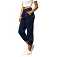 thumbnail image 2 of zbxnLI Cotton Linen Capris for Women Comfy High Waist Capri Pants with Pockets Casual Summer Straight Leg Pant, 2 of 7