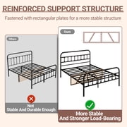 UHOMEPRO Queen Size Metal Bed Frame with Headboard and Footboard, Vintage Victorian Style Platform Bed Frame, No Box Spring Needed, Easy Assembly, Center Support Bar, Black