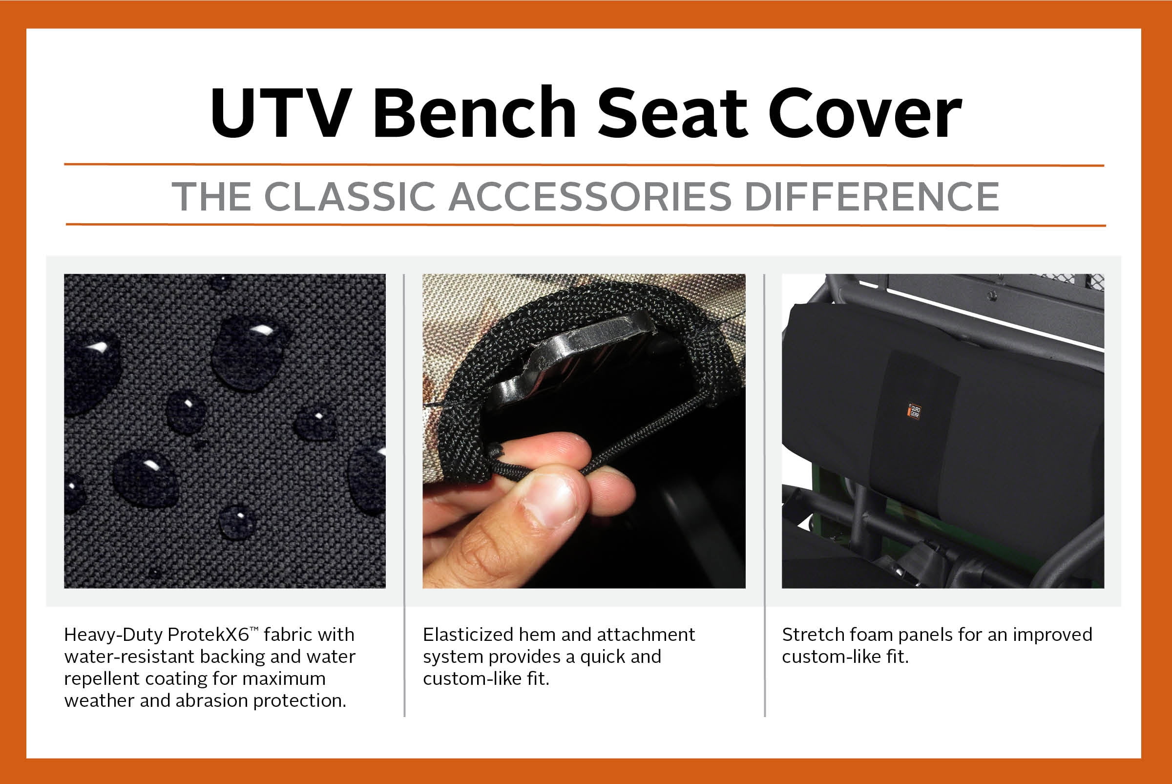 Classic Accessories QuadGear UTV Bench Seat Cover, Fits Polaris Ranger '02 - '08 models, Black