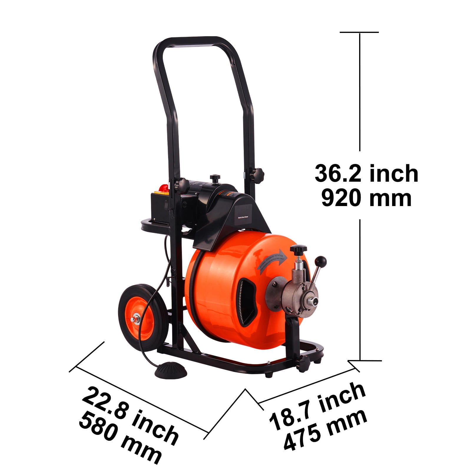 BENTISM Drain Cleaner Machine 50ft x 1/2 in, Electric Drain Auger 1800 RPM Auto Feed Drain Cleaner Machine Commercial Sewer Snake Drill