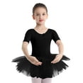 thumbnail image 3 of HULIJA Kids Girls Short Sleeves Cotton Tulle Skirted Ballet Leotards Tutu Dance Dress Ballerina Black L, 3 of 7