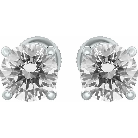 NYS Jewellers 1.45 Ct Round Cut Diamond Womens Stud Earrings 14K White Gold Plated 925 Sterling Silver