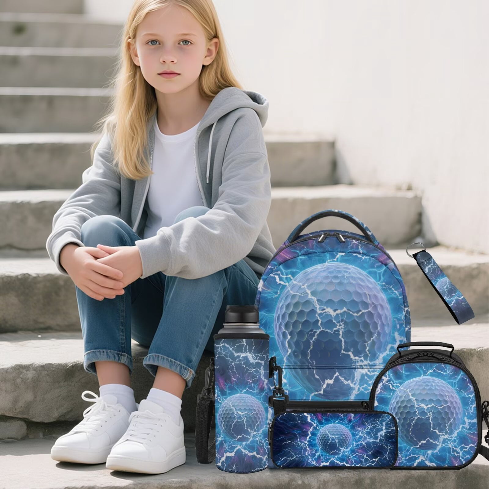 Binienty Camo Bow Middle School Girls Backpack Set Zipper School Book Bag Lunch Bag Reusable Cute Pencil Case For Girls Bookmarks Children School Supplies