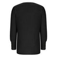 thumbnail image 6 of BiZtdJrK Womens Fall Winter Sweaters Casual Ribbed Knit Long Sleeve Shirts Loose Square Neck Dressy Pullover Blouse Teen Girls Clothes, Black, L, 6 of 7