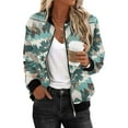 thumbnail image 3 of JURANMO Women's Zip Up Sweatshirts with Pockets Long Sleeve Lightweight Jacket Fall Outfits Casual Loose Ethnic Print Bomber Flight Jackets Dark Gray L on Sale Clearance, 3 of 6