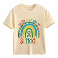 thumbnail image 6 of Wuxian Girls Fashion Happy 100Th Day Of School Shirts Letter Print Short Sleeve Tee Round Neck Loose Relaxed Casual Daily Wear Soft Blouse Graphic T-Shirt Basic Tees Tagless,Beige,12-13 Years, 6 of 6