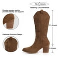 thumbnail image 4 of FAMITION Cowboy Boots for Women Embroidered Western Cowgirl Mid-Calf Booties Chunky Heeled Pointed Toe Shoes with Zippers Brown 10, 4 of 5