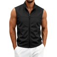 thumbnail image 2 of Men's Solid Color Golf Vest, Stand Collar Full Zip Sleeveless Jacket with Zipper Pockets, Lightweight Casual Golf & Outdoor Vest Size 4XL Black, 2 of 9