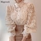 thumbnail image 2 of Blusa de encaje blanco sólido Vintage para mujer, camisa holgada con botones coreanos nuevos, Blusas informales huecas para mujer, Blusas 12928 Tan Jianjun unisex, 2 of 2