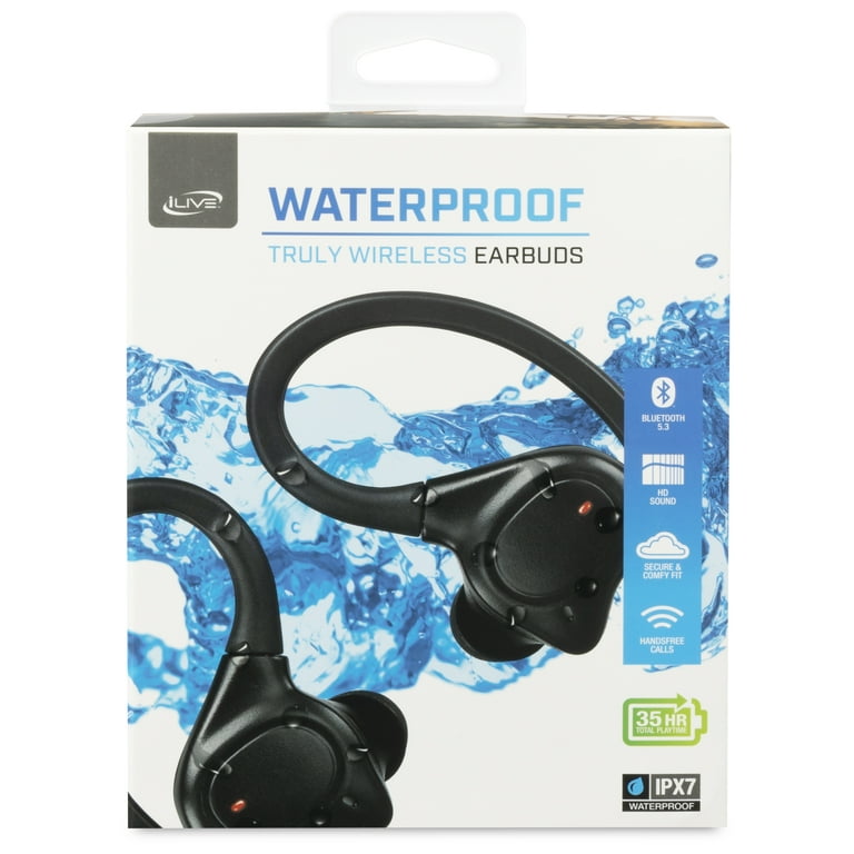 iLive Waterproof Truly Bluetooth Wireless On Ear Earbuds IAEBTW53B Black